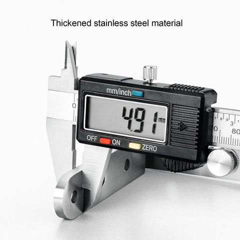 Caliper measuring thickness of Heavy Duty Stainless Steel Door Pivot Hinge, 4.91mm, for 130lb load bearing by Depisuta.