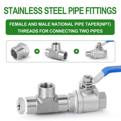 TAISHER 24-piece 304 stainless steel pipe fittings kit with NPT adapters and a blue-handled valve