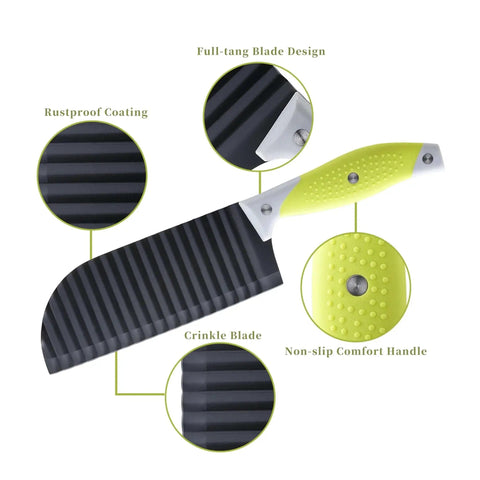 Crinkle Cutter And Wave Fries Maker for Veggies Potatoes Cucumbers Carrots and Fruit with Non Slip Handle and Dishwasher Safe Design