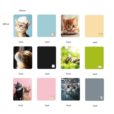 Cute Cat Microfiber Cleaning Cloths 6 Pack For Glasses Phones Screens Cameras with various cat designs in multiple colors
