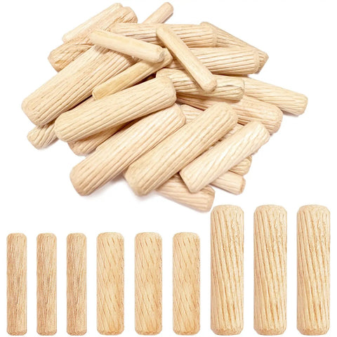 30 Pcs Wooden Dowels Assorted Set Fluted Grooved Dowel Pins In 6mm 8mm 10mm For Crafts Furniture Woodworking DIY Carpentry