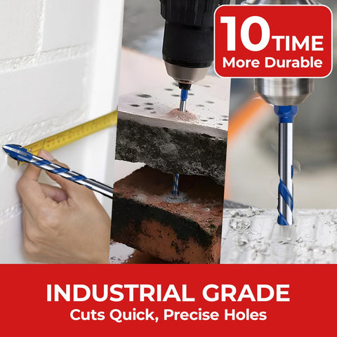 Cross-Tip Carbide Masonry Drill Bit Set, 10-Piece From 5/32 to 1/2 Inch used on tile and concrete, hex shank ceramic drill bits.