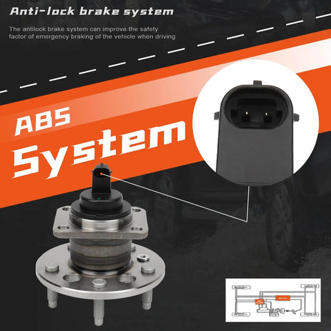 Diagram of Rear Wheel Hub & Bearing Assembly Pair for Buick LeSabre/Lucerne, highlighting ABS system features.