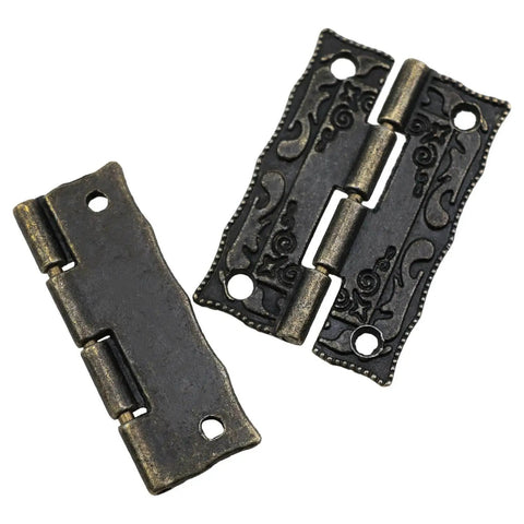 Bronze Antique Miniature Hinge Set For Craft Projects Six Pack Tiny Hinges For Decorating Retro Style Wooden Boxes Gift Boxes