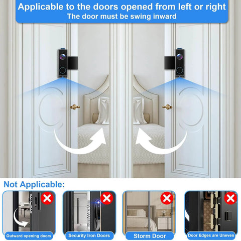 Anti Theft Doorbell Mount No Drill Universal Video Doorbell Bracket with Tamper Proof Screws on inward-swinging door