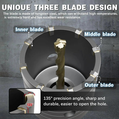 22 Piece Concrete Hole Saw Kit With 30mm To 110mm Hole Saws SDS Plus And SDS Max Connecting Rods Center Positioning Drills