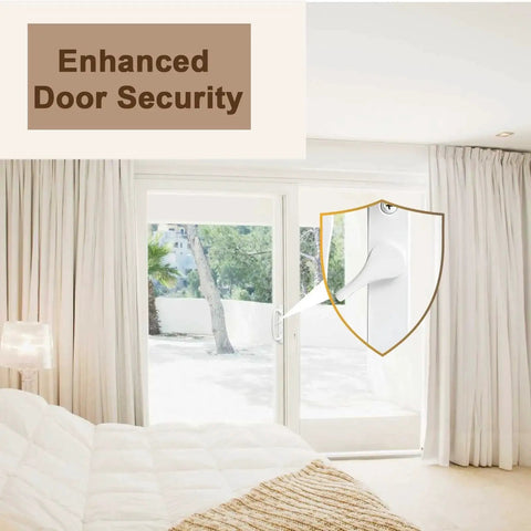 Bedroom with patio doors enhanced by Metal Sliding Door Latch Lever Replacement Parts For Jeld Wen Sliding Door Handle 1-3/8 Inch Pin White Durable Alloy Metal Construction Easy Replacement For Patio Doors Compatible With Surface Mount Handle Sets Improves Security And Smooth Operation.