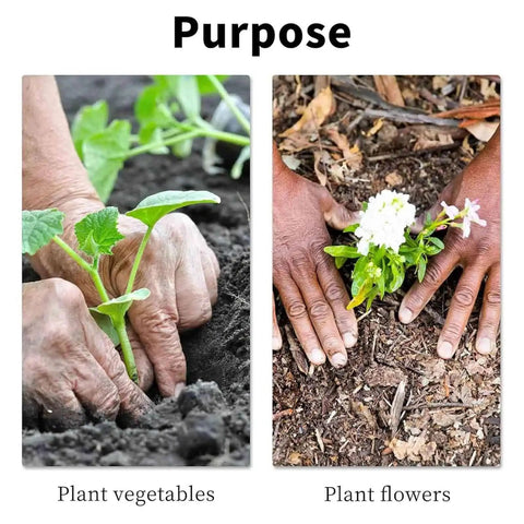 Hands planting vegetables and flowers in garden soil demonstrating 4x12 Inch Auger Drill Bit For Planting And Digging Holes In The Garden, Spiral Bulb Planter For Flowers, Fast Hole Drill, Earth Auger Bit For Bulbs, Easy Planting With Hex Adjustable Chuck And 18V Or Higher Drills purpose.