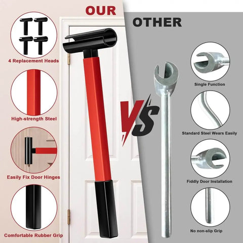 4 In 1 Door Hinge Adjustment Tool Kit With Rotary Gap Adjuster next to standard steel tool comparison