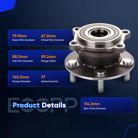 Rear Wheel Hub Bearing Assembly 512382 For Mitsubishi Lancer Outlander Sport RVR 2007 To 2015, with dimensions and specifications.