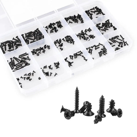 300 Piece Black Laptop Screw Replacement Kit With Countersunk Self Tapping Screws KA2 KA2.6 KA3 for Notebook Computers in box