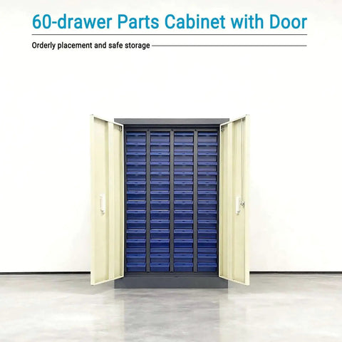 60 Drawer Parts Cabinet Nut And Bolt Organizer Lockable Metal Bin Cabinet With Partitions Labels And Doors For Hardware Storage