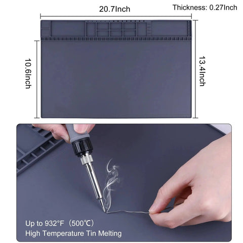 Premium ESD Safe Magnetic Anti Static Electronics Work Mat With Grounding Accessories 932 F Heat Resistant 20.7 x 13.4 Inches for soldering
