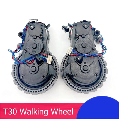 Replacement Wheel Set For ECOVACS Deebot T30 T30 Omni T30S T30 Pro Left Or Right Wheels with encoder feedback, front view.