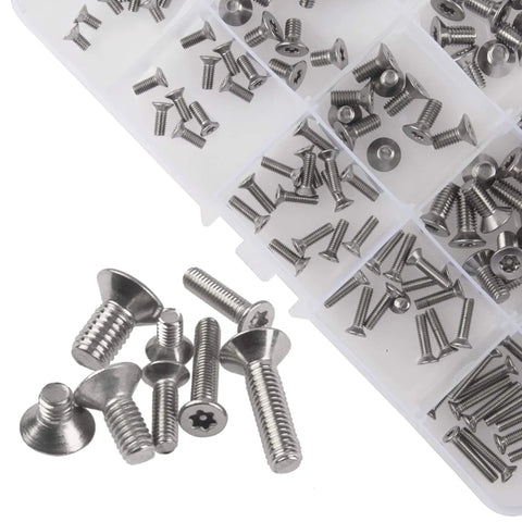 Torx Security Screws 150Pcs 304 Stainless Steel Tamper Resistant Machine Screws Set With 15 Sizes M3 M4 M5 in compartment box