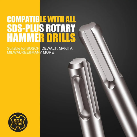 Half Inch By Twelve Inch SDS Plus Rotary Hammer Drill Bit With Carbide Tip Four Cutter for brick stone and concrete