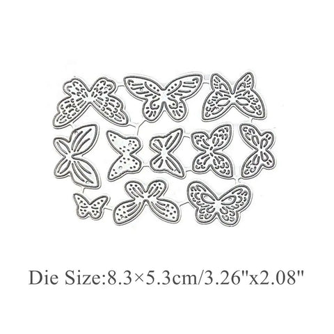 11 Piece Butterfly Metal Die Cuts Set For DIY Cards Scrapbooking And Embossing Frames Wedding Stencils High Detail Carbon Steel Dies, size 8.3x5.3cm