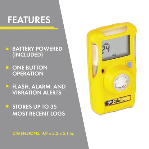 Single Gas Detector For Hydrogen Sulfide H2S With No Fuss One Button Operation Calibration-Free Up To Two Years features display