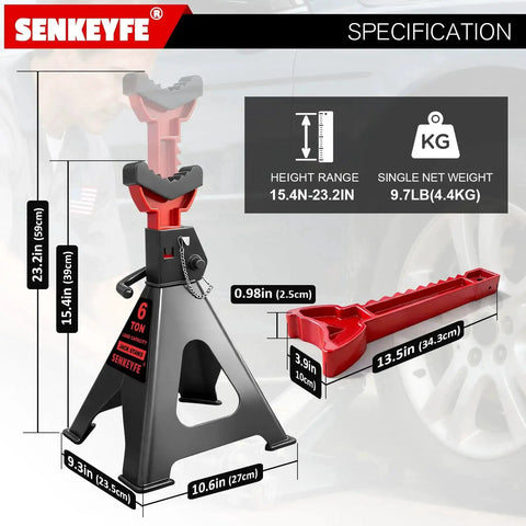 6 Ton Jack Stands With Pin Locking And Rubber Cover Large Base 15 To 23 In next to car specifications diagram