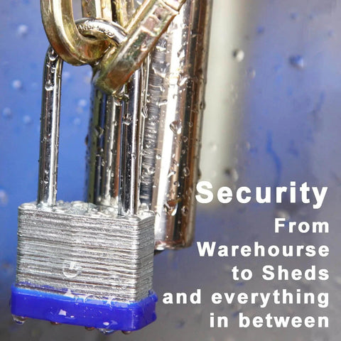 Two Pack Heavy Duty Padlocks Keyed Alike With Extra Long Two And Three Eighths Inch Shackle And Forty Millimeter Laminated Steel Lock Bodies