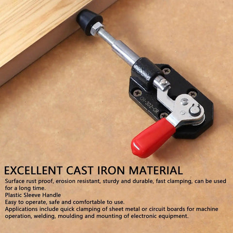Toggle Clamp With Quick Release, 20mm Adjustable Cast Iron Push Pull Clamp For Woodworking Jigs And Fixtures, mounted view