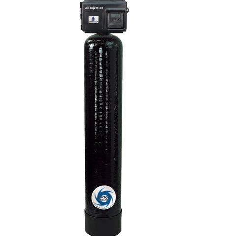 Air Injection Platinum Iron Filter System With Filox Mang Ox Media for Iron Manganese and Hydrogen Sulfide Removal, black tank