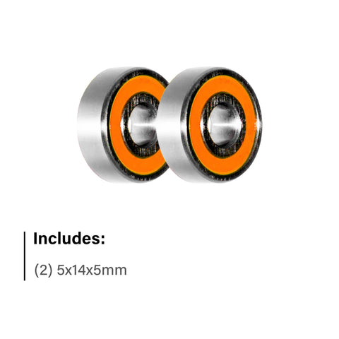Two stainless steel motor bearings with orange seals for Castle 1406–1410 series (BISS)