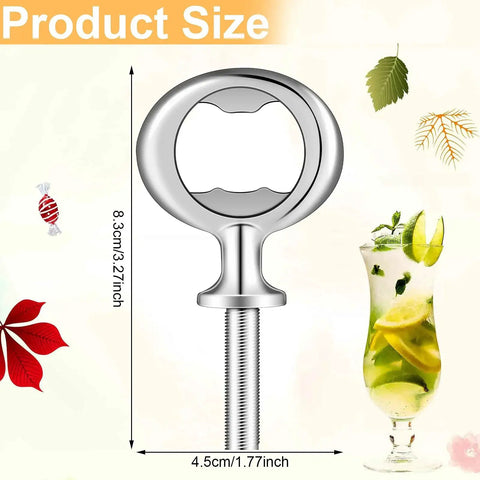 Metal Bottle Opener Set 7 Pcs Bulk Kit With Blank Openers for DIY Crafts and Wood Turning, front view with size dimensions.