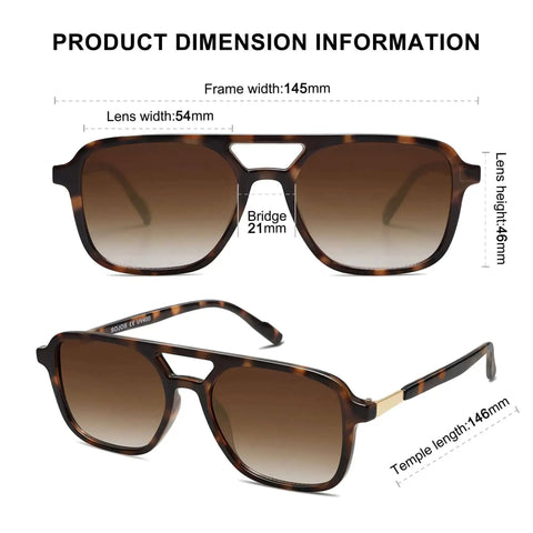 Retro Aviator Sunglasses For Women And Men Unisex Trendy Shades With Tortoise Frame And Brown Gradient Lenses UV400 Protection SJ2202