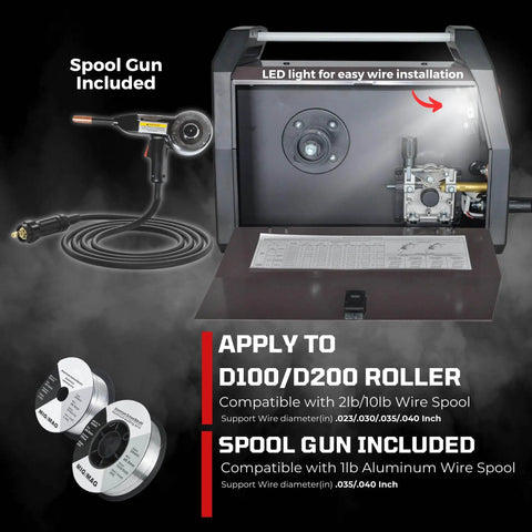 Aluminum Ready Six In One MIG Welder With Spool Gun 225 Amp 110 220 Volt Auto Synergistic Settings MIG Flux Core Gasless