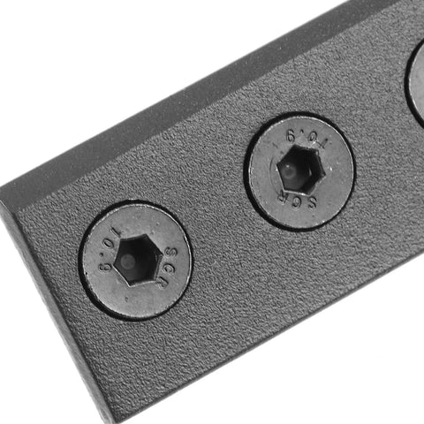 Close-up of Black Sliding Barn Door Track Connector Repair Bracket, Heavy Duty Metal Flat Plate with visible screws.