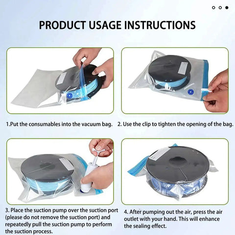 Filament Dryer Box With Quick Air Pump Sealing Real Time Humidity Proof Storage usage instructions with blue filament spool