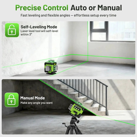 360 Degree Laser Level With LCD Screen Self Leveling For DIY Pros And Picture Hanging 4D Laser Leveler Tool in indoor use