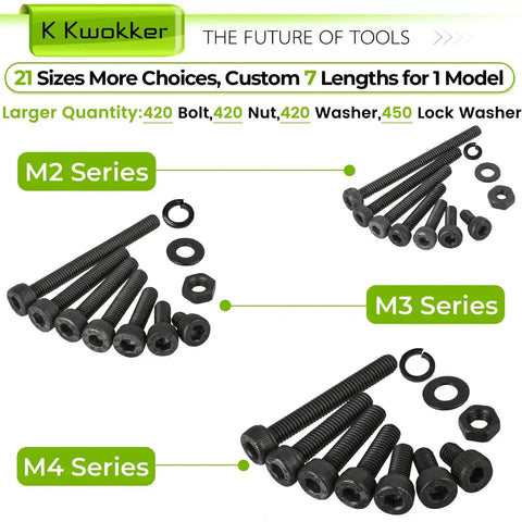 Massive 1710 Piece Metric Bolt Set With M2 M3 M4 Screws Nuts Washers Hex Socket Head Cap Screws 12.9 Alloy Steel Pro Grade