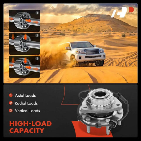 Two Front Wheel Bearing And Hub Assembly With ABS For 2002 2009 Chevy Trailblazer in sand dunes showcasing high-load capacity