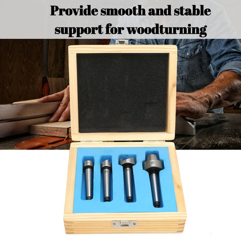 MT1 Wood Lathe Center Kit Four Live Centers For Wood Turning With Spur Cup Ends And Wooden Storage Box Durable Steel Construction