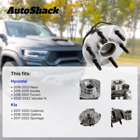 2 Piece Front Wheel Hub Bearing Assembly Set Without ABS For Hyundai Sonata 2015 To 2019, Hyundai Tucson 2016 To 2021, Kia Optima 2016 To 2020, Kia Sportage 2017 To 2022
