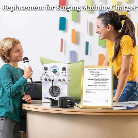 5.8V Replacement Beefy Charger for Karaoke Machine Power Adapter Compatible With SML385 SML625BTBK IN-385W IN-385 BT on display