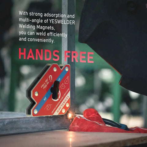 Arrow Shaped Welding Magnet Set With Switchable On Off 2 Pieces 110 LB Holding Power Magnetic Welding Holder in use