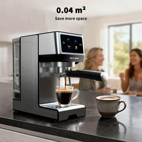 20 Bar Espresso Machine With Hot Brew And Rapid Cold Brew, Stainless Steel Coffee Maker on kitchen counter