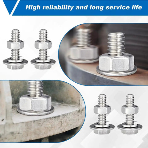 80 Piece Stainless Steel Hex Head Bolt Kit with 20 bolts, nuts, flat washers, lock washers, quarter inch by 20 TPI.