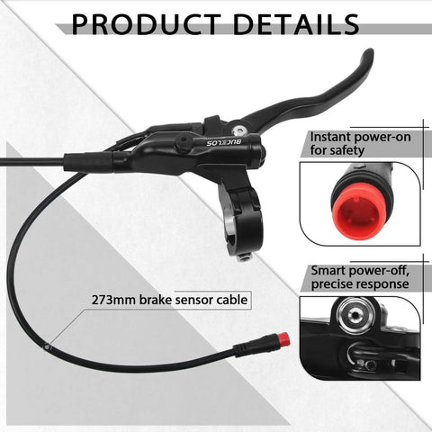 Bucklos eBike hydraulic disc brake set with 180mm rotors, 2-piston, aluminum alloy lever; left-front and right-rear
