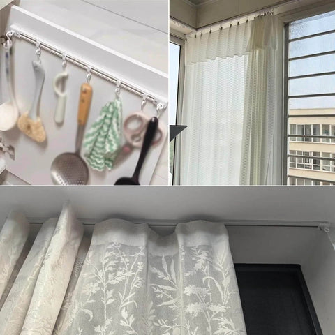DIY Friendly Self Adhesive Curtain Track Ceiling Or Wall Mount No Drill No Damage Hanger System Easy Install Rails for Windows