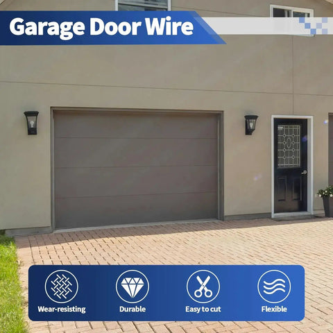 Garage with closed door showcasing uses of 100 Ft 22 AWG 2 Pin Universal Garage Door Wire For Sensors And Control Stations.