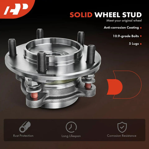 Front view of Pair Front Wheel Bearing And Hub Assembly For 2008 To 2022 Toyota Sequoia And 2007 To 2021 Tundra, 5-lug compatible.