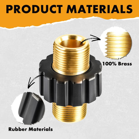 Twinkle Star pressure washer hose quick connector, brass M22 male thread, TWIS375 with black grip.