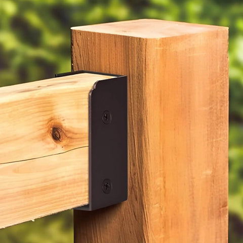 Beefy Heavy Duty Iron Railing Brackets For 1.5x3.5 Inch Wood Posts Includes Screws Vertical Split Rail Connectors Black Matte Finish
