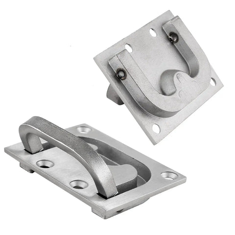 Two Pack Marine Flush Ring Hatch Pull Handles For Boat Decks And Cabinets Recessed 316 Stainless Steel Hidden Pulls, front and back view