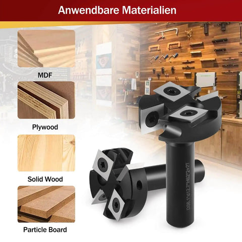 Pro Level Spoilboard Surfacing Router Bit With 1/2 Inch Shank, 1-1/2 Inch Cutting Diameter, 2 Plus 2 Inserts, Carbide Wood Planer Bit With 10 Replacement Blades for MDF, P-Wood, SW, PB