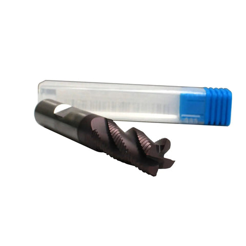 Roughing End Mill For Steel Precision Metal Cutting With Half Inch Diameter Shank And One And Quarter Inch Blade Length Four Flute M42 Eight Percent Cobalt TiAlN Coated Cutter HFS with packaging